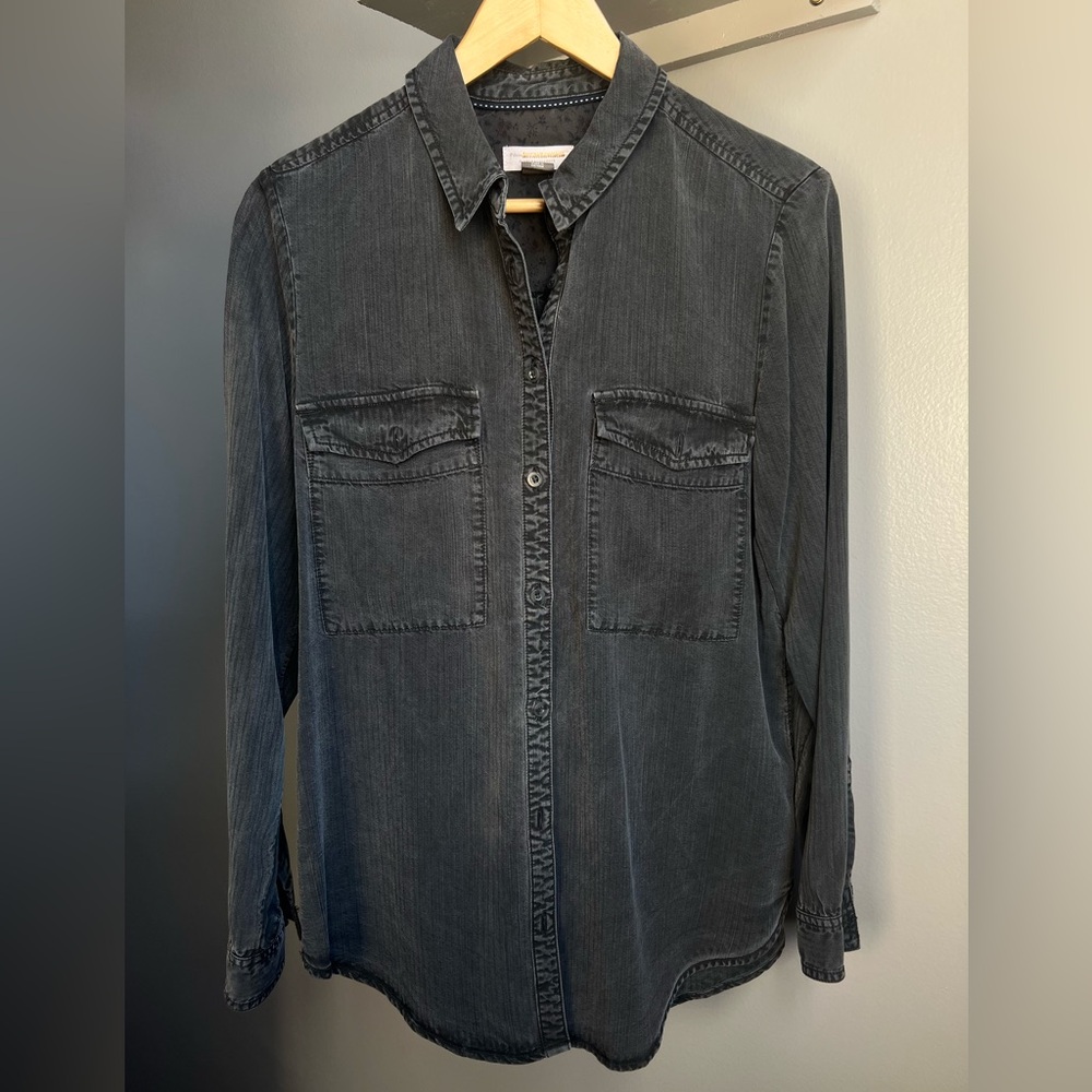 Anthropology Pilcro Charcoal Button Down Shirt M